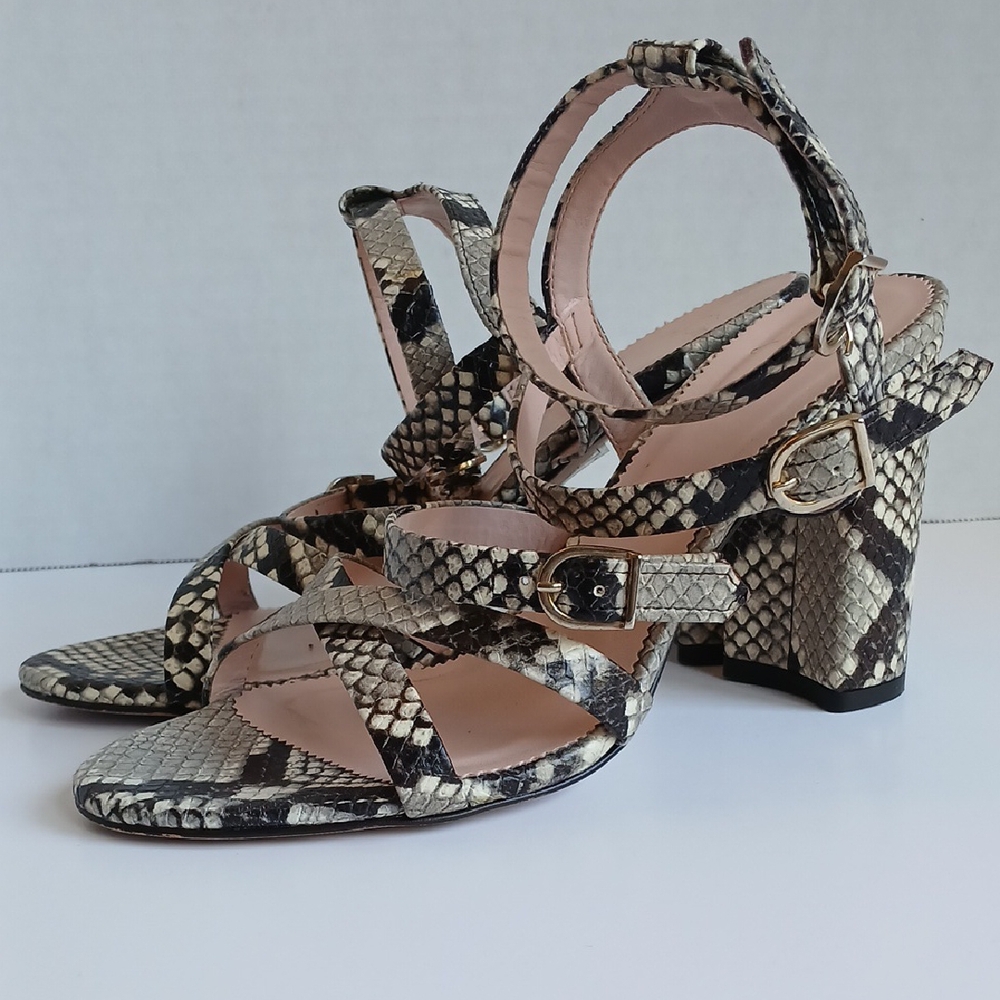 J. Crew Snakeskin Leather High Heel Strappy Sandals Size 7